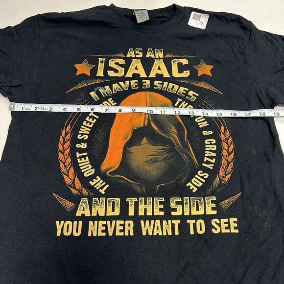 Isaac Name Shirt Men’s Black Short Sleeve Graphic Tee Size Medium - Picture 3 of 6
